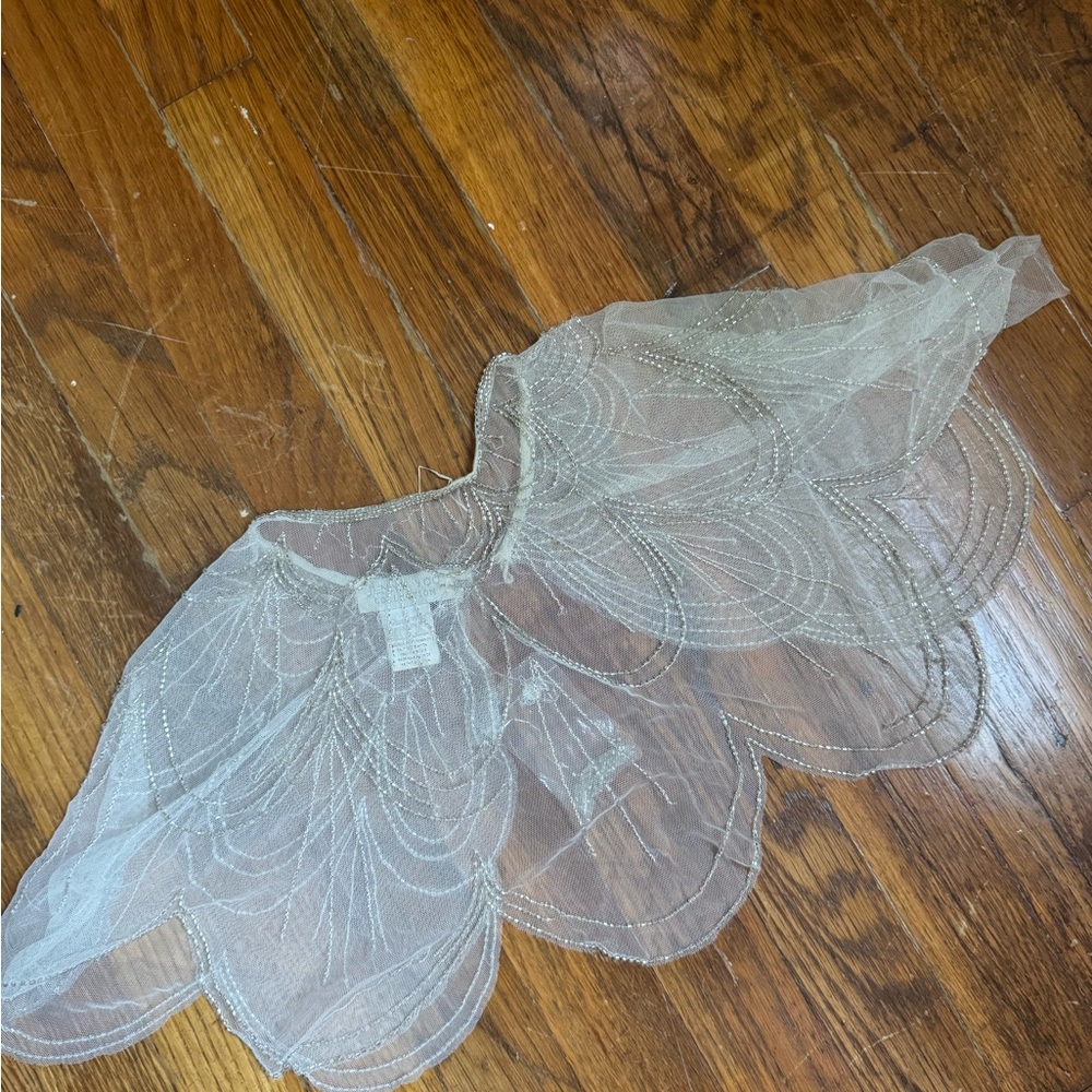 Jenny yoo bridal BHLDN Sheer Beaded Scalloped Shawl